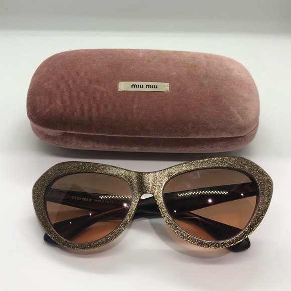 NIB Miu Miu bronze/gold glitter Sunglasses